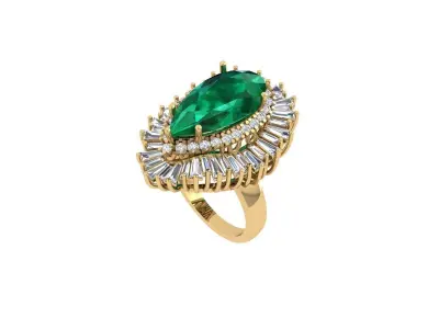 Pear Art Deco Ring 3D print model 12