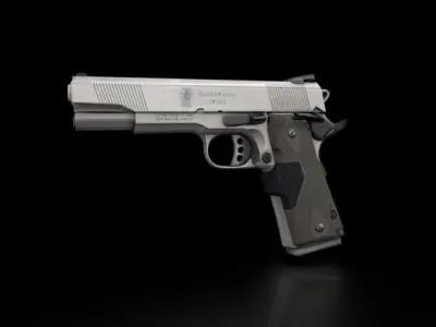Gun 3d model silver handgun 3D model