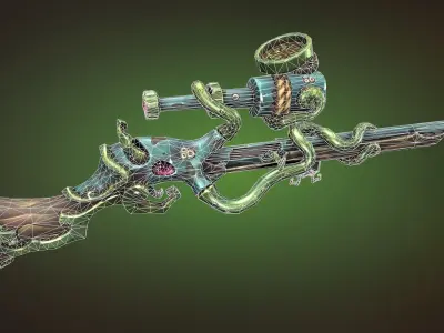Octupus sniper rifle Low-poly 3D model