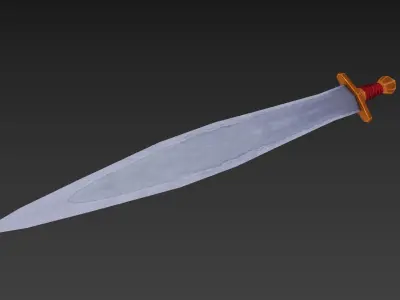 Hand Painted Low Poly Sword Free low-poly 3D model