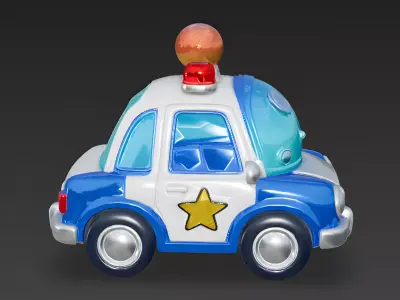 Bubble-Patrol Cartoon Police Car 3D Model Low-poly 3D model