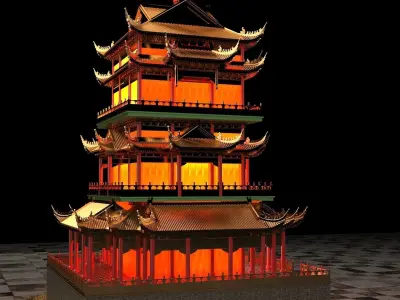 Chinese ancient tower  3D model get
