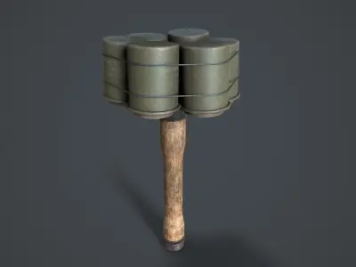German Nazi M24 Stielhandgrenate Stick Grenade With Anti Tank Low-poly 3D model