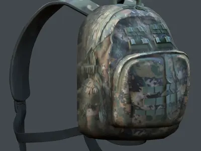 Backpack Camping Generic military human bag storqge baggage Low-poly 3D model 9