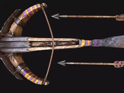Medieval Crossbow Tournament Fair Weapon Low-poly 3D model