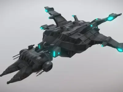 Battle Spaceship Low-poly 3D model