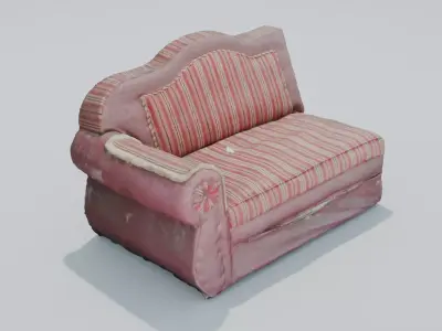 Cheap old sofa that is not used Free 3D model