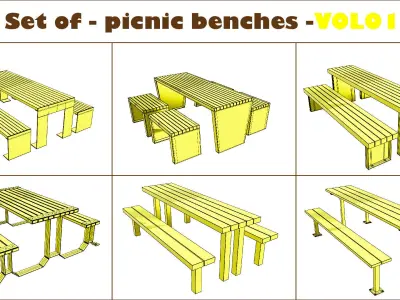 Set of 6 picnic benches-VOL01 3D model