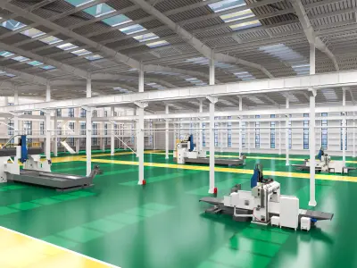 Internal machinery and equipment in the factory 3D model