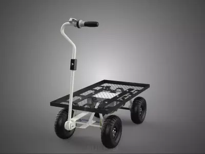 ELECTRIC FLAT BED DECK STEEL MESH GRID TROLLEY CART WAGON TRUCK 3D model