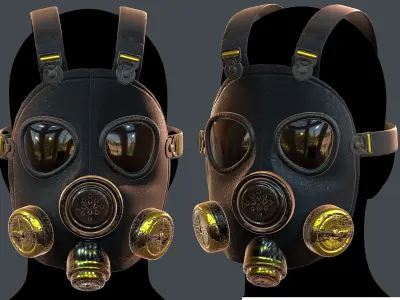 Gas mask helmet 3d model scifi Low-poly  Low-poly 3D model 19