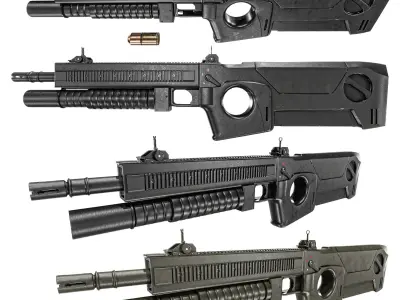 Modular Rifle Caseless   MR-C Low-poly 3D model