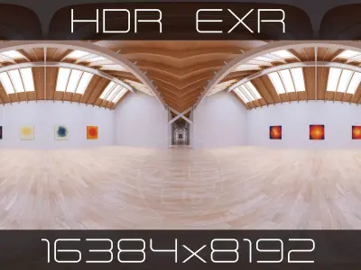 HDRI - Art Museum Gallery Interior 25 - 16384x8192 Texture