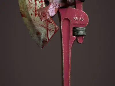 Rusty survivalist axe Low-poly 3D model