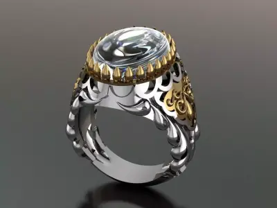Antique men ring 3D print model