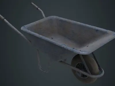 Wheelbarrow 1B Low-poly 3D model