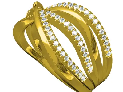 Antique Criss Cross Wave Diamond Ring 3D print model