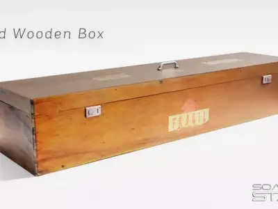 Photorealistic PBR F1A Old Wood Box Case Low-poly 3D model
