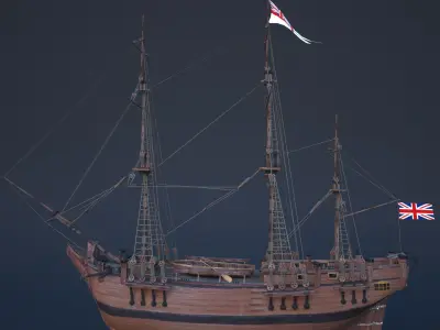 Ship Bounty Low-poly 3D model