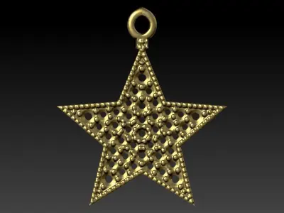 FIVE 5 POINT STAR PENDANT NECKLACE CHARM BRACELET  3D print model
