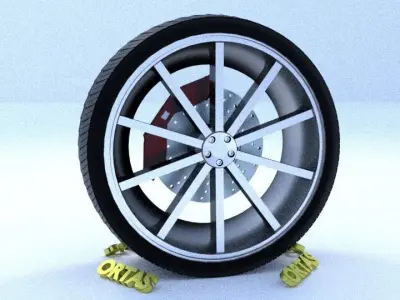 ORTAS CAR RIM 6 GAME READY RIM TIRE AND DISC 3D model