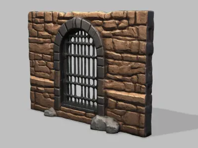 Old houses and old wall 3D model
