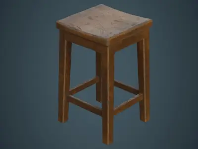 Stool 1B Low-poly 3D model