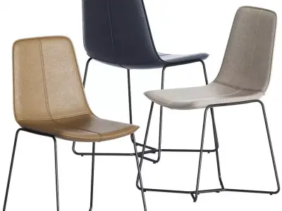 Slope Leather Dining Chair Westelm 3D model