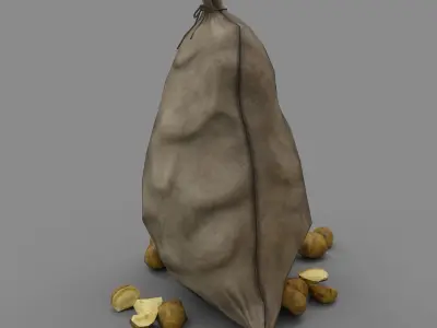 Bag of potatoes Low-poly 3D model