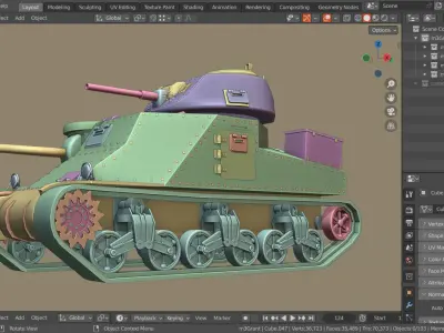 M3 GRANT TANK BASE MESH Low-poly 3D model