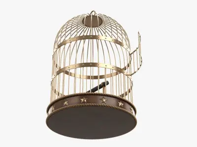 Metal vintage bird cage 3D model