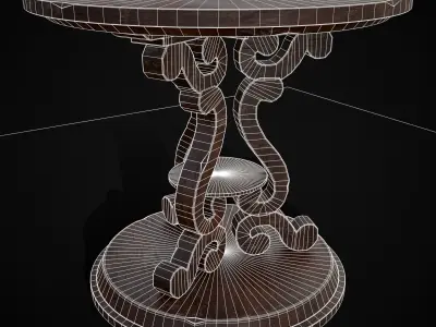 Medieval Antique Three Legged Table Low-poly 3D model