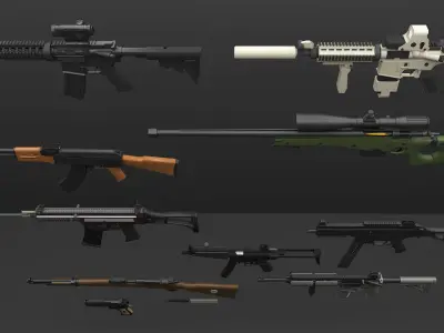 Weapon set different firearms 3D model