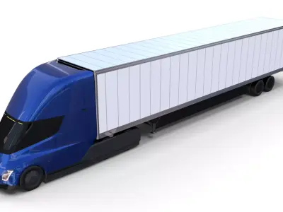 Tesla Truck Blue w trailer 3D model
