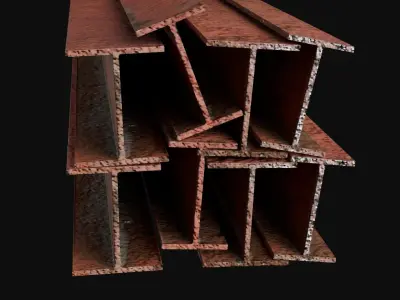 Game-Ready Old Rusty Metal Beams Low-poly 3D model