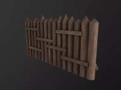 Wooden Palisade 3D Model Low-poly 3D model