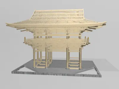 The Great Gate Daimon of Chohoji Temple in Japan Low-poly 3D model