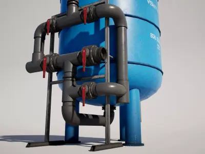  Industrial Water Filter Tank Low-poly 3D model