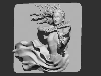 GIRL PLAYING THE VIOLIN-WAll art statue 3D print model