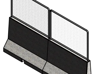 Parametric Concrete Barrier With Fence LOD300-30 Low-poly 3D model