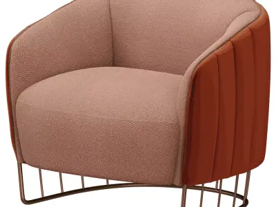Contemporary Fabric Leather Lounge Armchair Low-poly 3D model