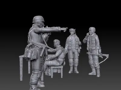 ww2 ger Fallschirmjaeger troop and various props   1-35  3D print model