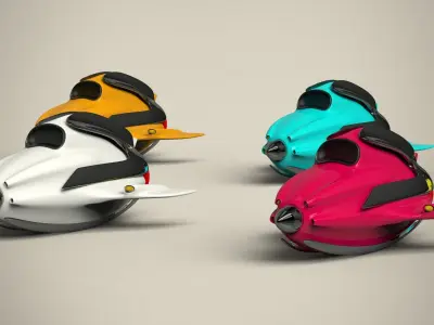 Spacecraft set Low-poly 3D model