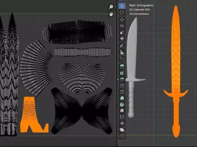 Ancient Rusty Sword Collection Low-poly 3D model