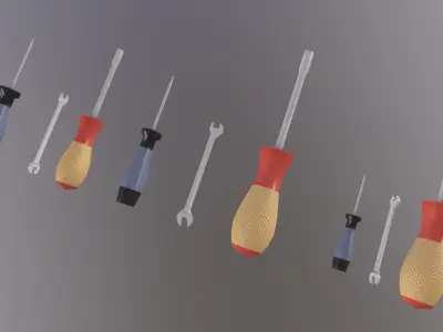 Wrench Screwdriver Low-poly 3D model
