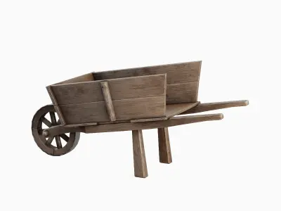 Medieval Wooden Cart 05 Low-poly 3D model
