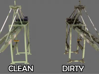 PBR Quayside Container Crane Version 1-  Green White Low-poly 3D model