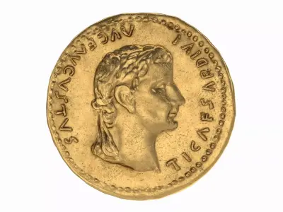 Old Golden Roman coins 3D model