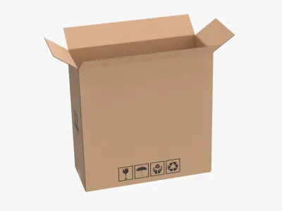 Cardboard Box 50x20x50 Half Open 3D model