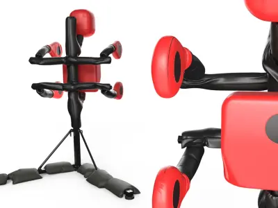 Martial Arts Dummy with Punching Arms Red 3D model